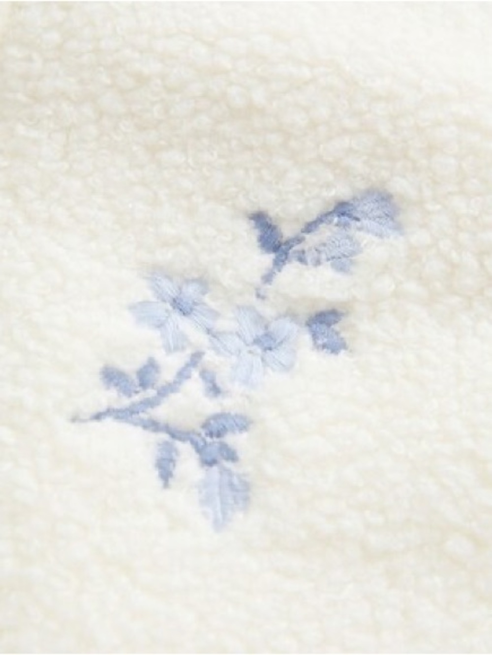 HOLLISTER Embroidered Floral Sherpa Teddy Fleece Zipper Jacket - Picture 14 of 16